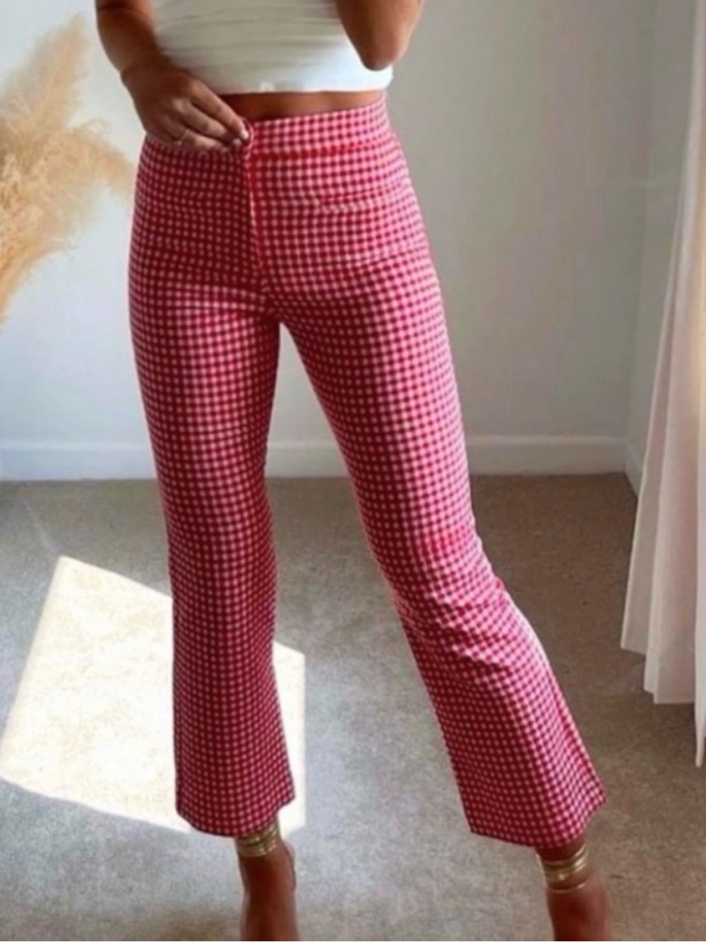Zara Gingham Cropped Pants